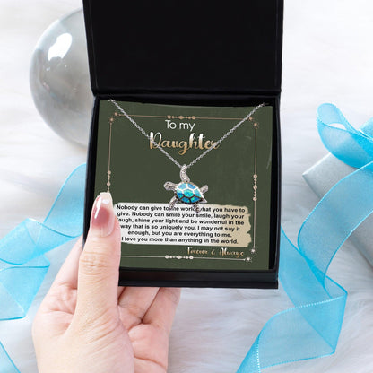 Daughter Graduation Birthday Inspirational Gift You Are Everything to Me Sea Turtle Opal Necklace