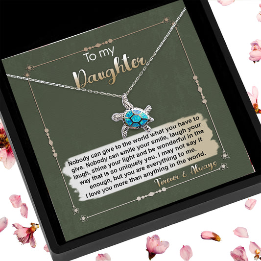 Daughter Graduation Birthday Inspirational Gift You Are Everything to Me Sea Turtle Opal Necklace