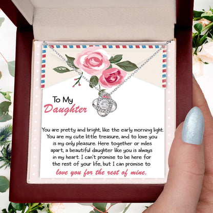 To My Daughter-You Are My Treasure Love Knot Necklace