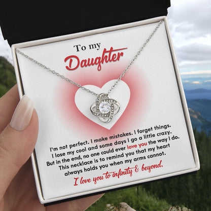 Daughter Gift I Love You to Infinity and Beyond Love Knot Necklace