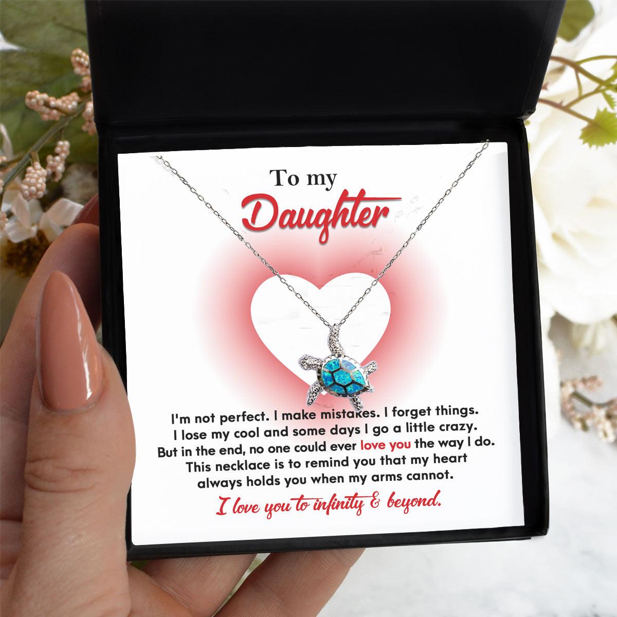 Daughter Birthday Graduation Gift My Heart Holds You When My Arms Cannot Sea Turtle Opal Pendant Necklace