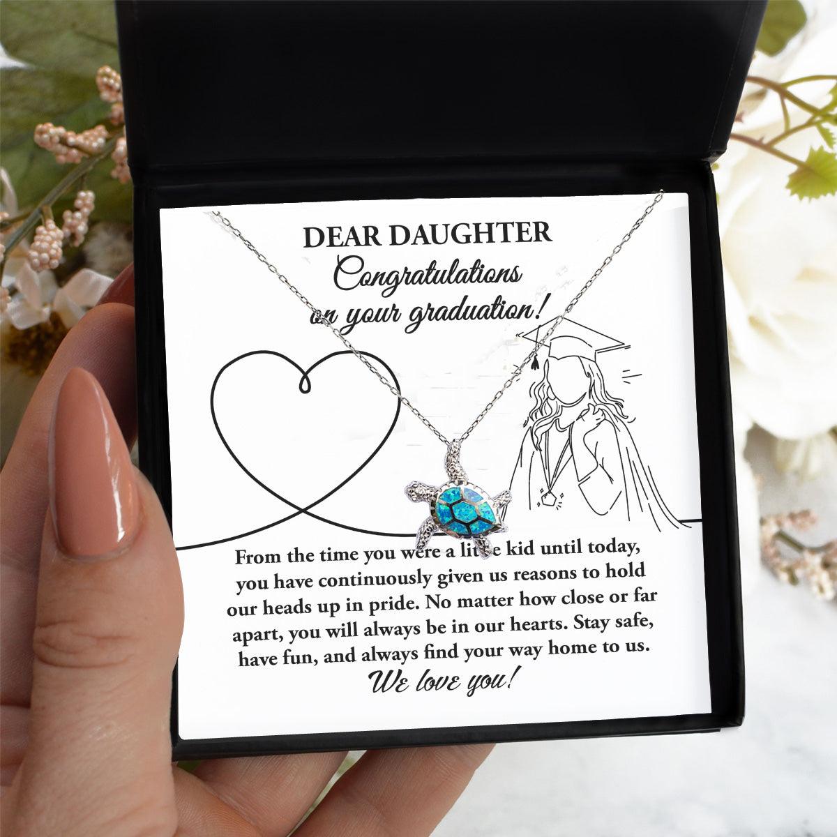 Daughter Graduation Gift Congratulations Stay Safe Have Fun Opal Turtle Pendant Necklace