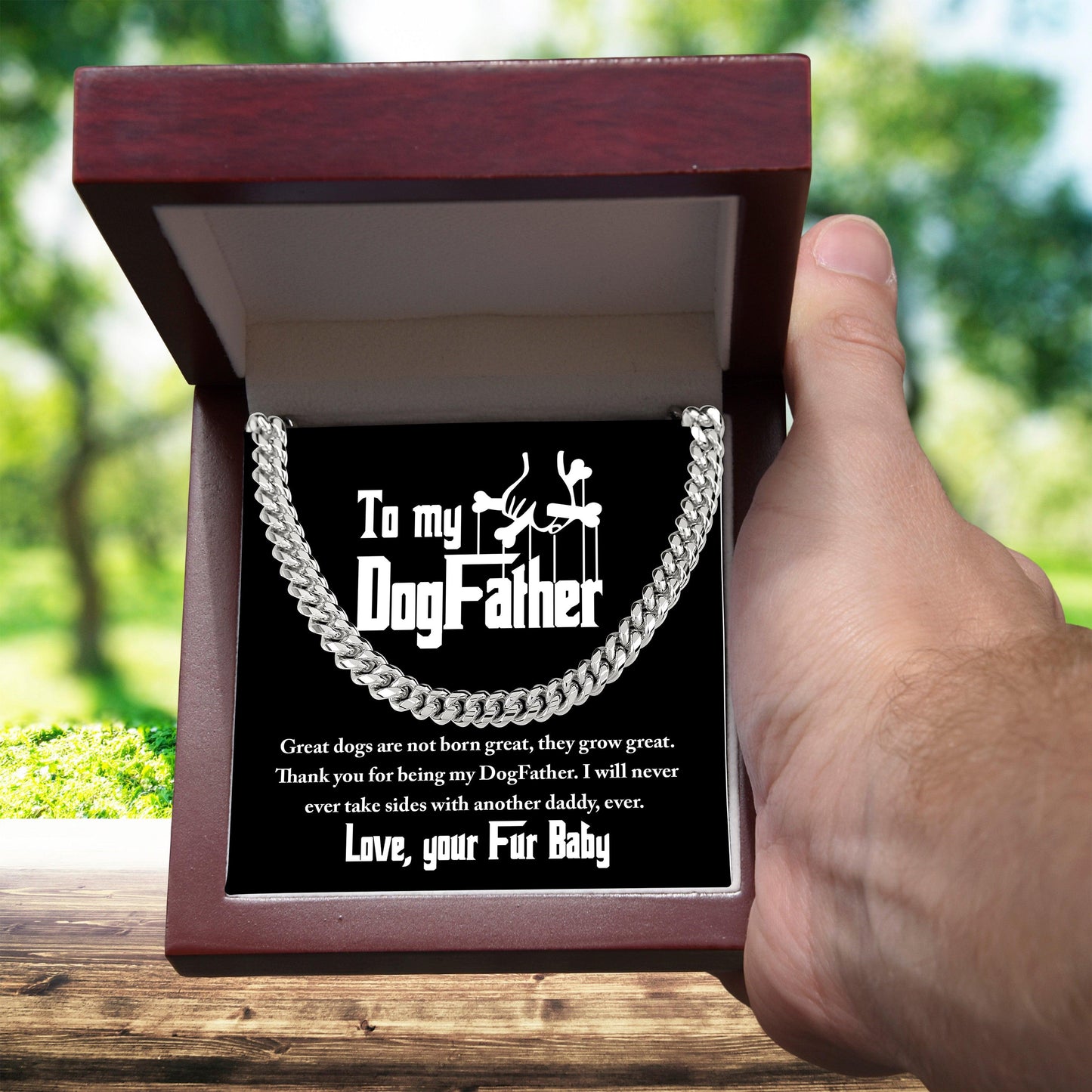 Dad Gift - To My DogFather-I Will Never Take Sides with another Dog Daddy Funny Cuban Chain Link Necklace with Gift Box