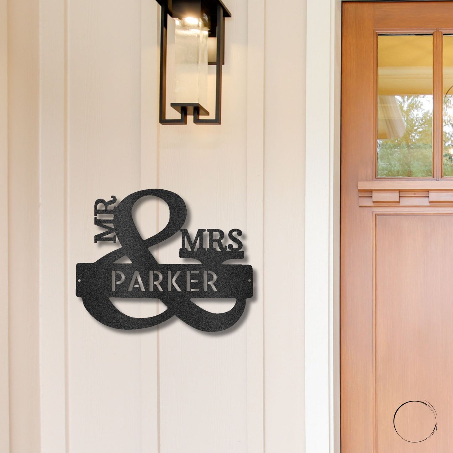 Couples Mr. and Mrs. Custom Name Monogram Indoor Outdoor Steel Wall Sign