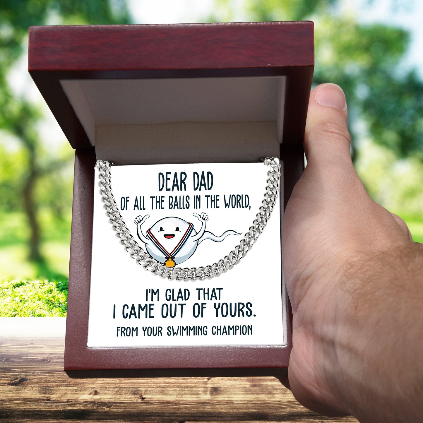 Funny Dad Gift - I am Glad that I Came Out of Yours - Cuban Chain Link Necklace with Gift Box