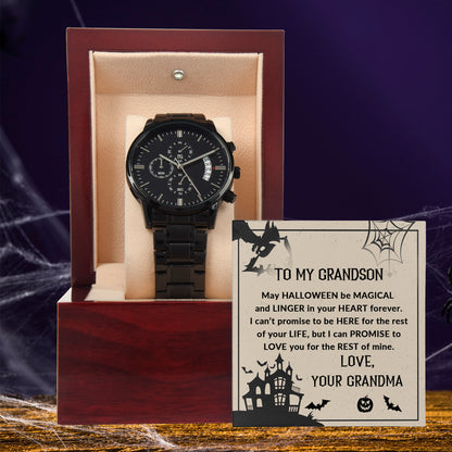 Grandson, May Halloween be Magical - Personalized Black Chronograph Watch