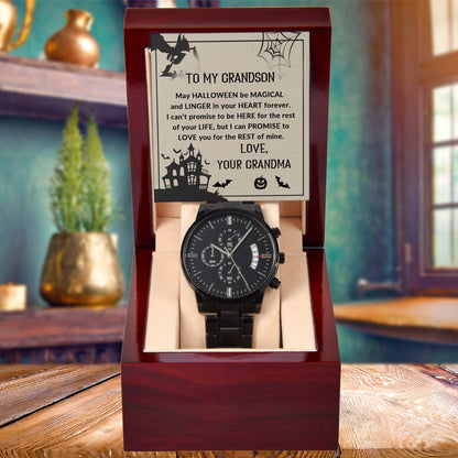 Grandson, May Halloween be Magical - Personalized Black Chronograph Watch