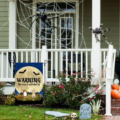 Halloween Cat Personalized Garden Flag - Warning This Area Is Controlled by Cats