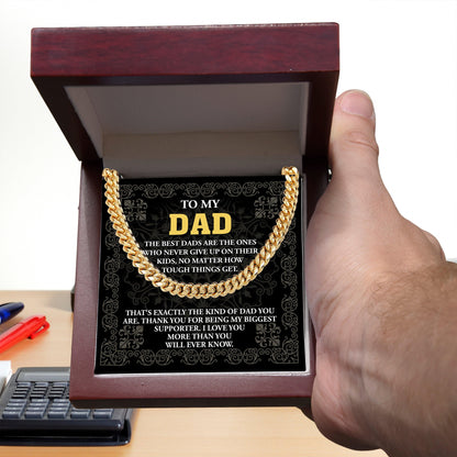 Gift for Dad- Best Kind Of Dad Cuban Chain Link Necklace with Gift Box