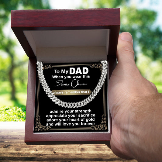 Gift for Dad - Promise Chain Cuban Chain Link Necklace with Gift Box