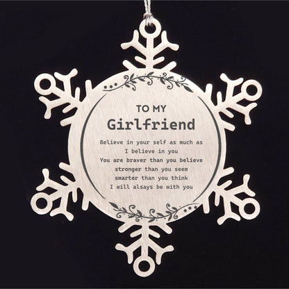 Girlfriend Snowflake Ornament Gifts, To My Girlfriend You are braver than you believe, stronger than you seem, Inspirational Gifts For Girlfriend Ornament, Birthday, Christmas Gifts For Girlfriend Men Women - Mallard Moon Gift Shop