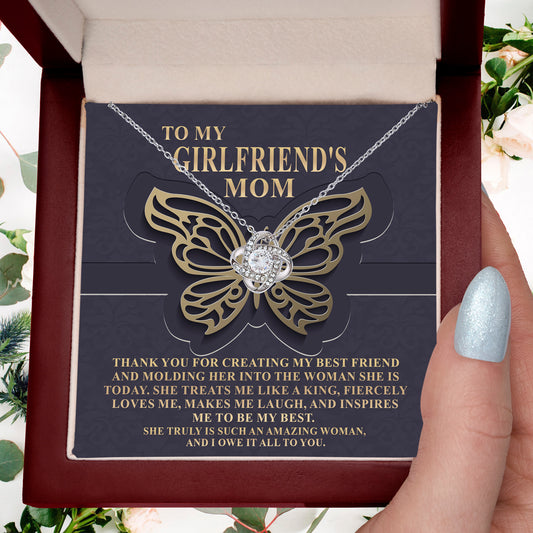 To My Girlfriend's Mom Thank You For My Best Friend Love Knot Pendant Necklace