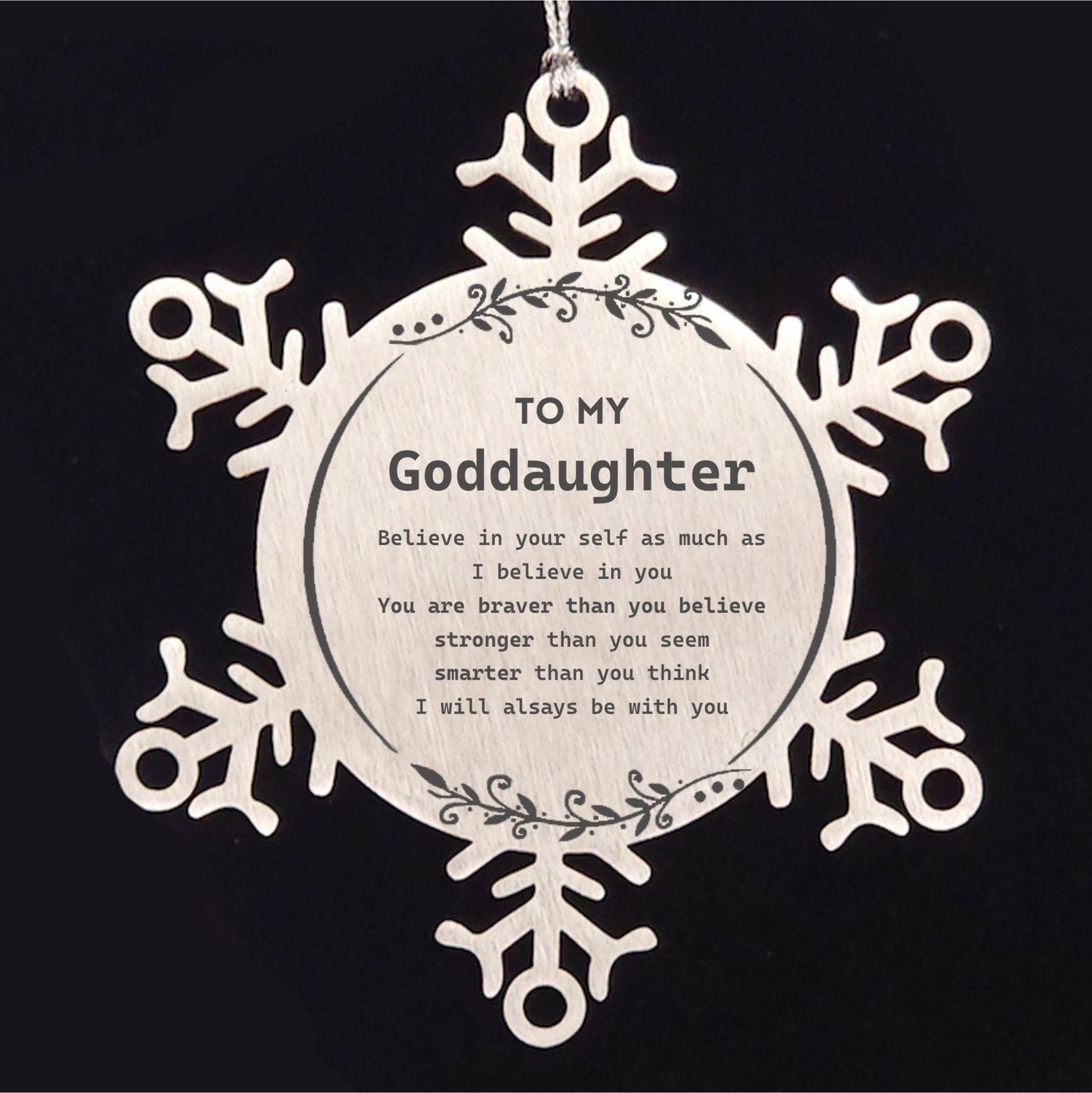 Goddaughter Snowflake Ornament Gifts, To My Goddaughter You are braver than you believe, stronger than you seem, Inspirational Gifts For Goddaughter Ornament, Birthday, Christmas Gifts For Goddaughter Men Women - Mallard Moon Gift Shop