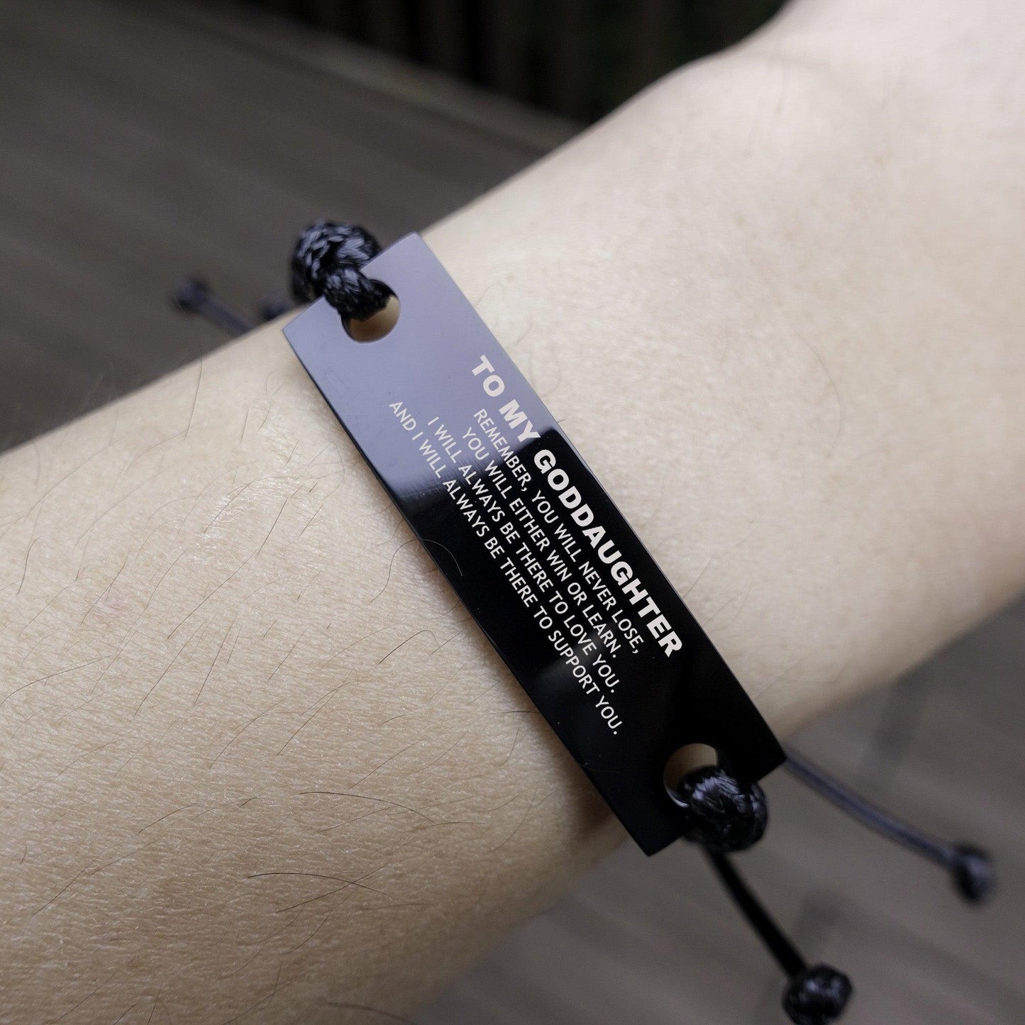 Goddaughter Gifts, To My Goddaughter Remember, you will never lose. You will either WIN or LEARN, Keepsake Black Rope Bracelet For Goddaughter Engraved, Birthday Christmas Gifts Ideas For Goddaughter X-mas Gifts - Mallard Moon Gift Shop