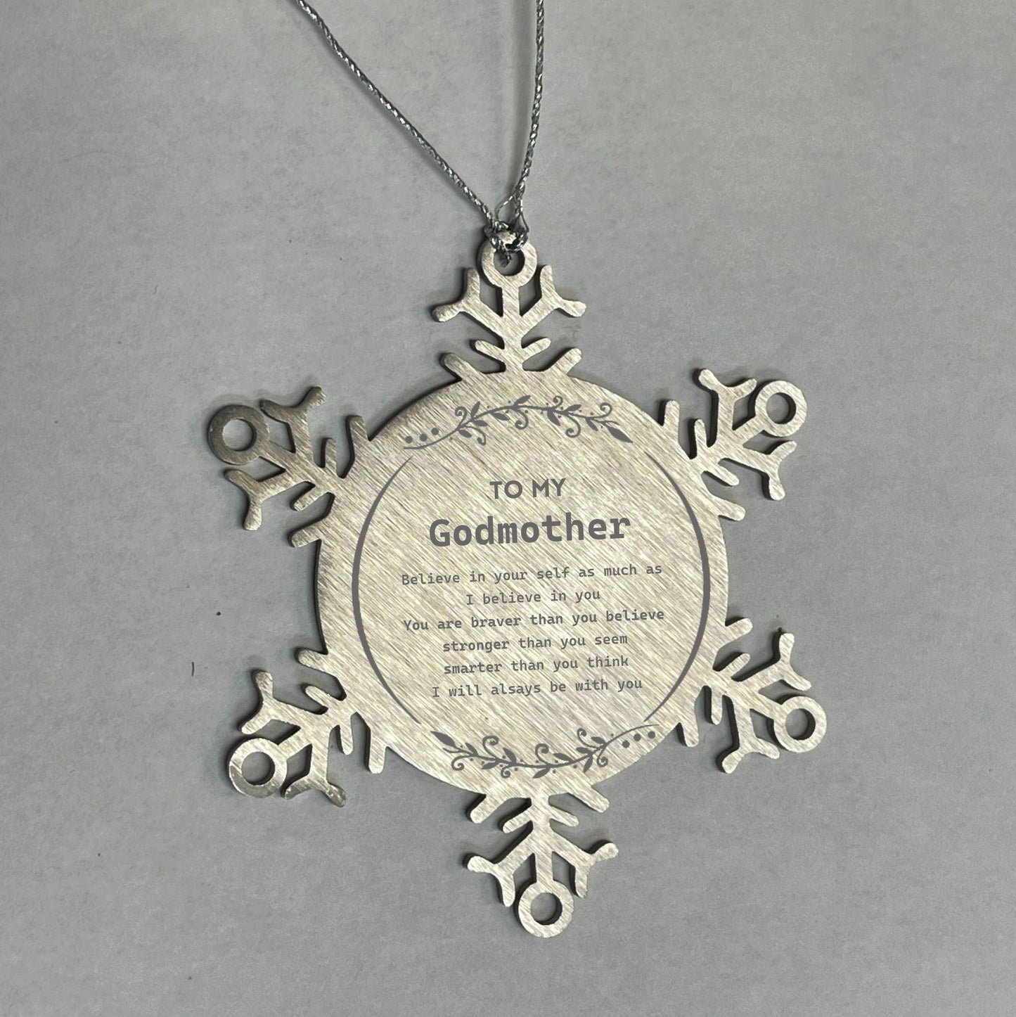Godmother Snowflake Ornament Gifts, To My Godmother You are braver than you believe, stronger than you seem, Inspirational Gifts For Godmother Ornament, Birthday, Christmas Gifts For Godmother Men Women