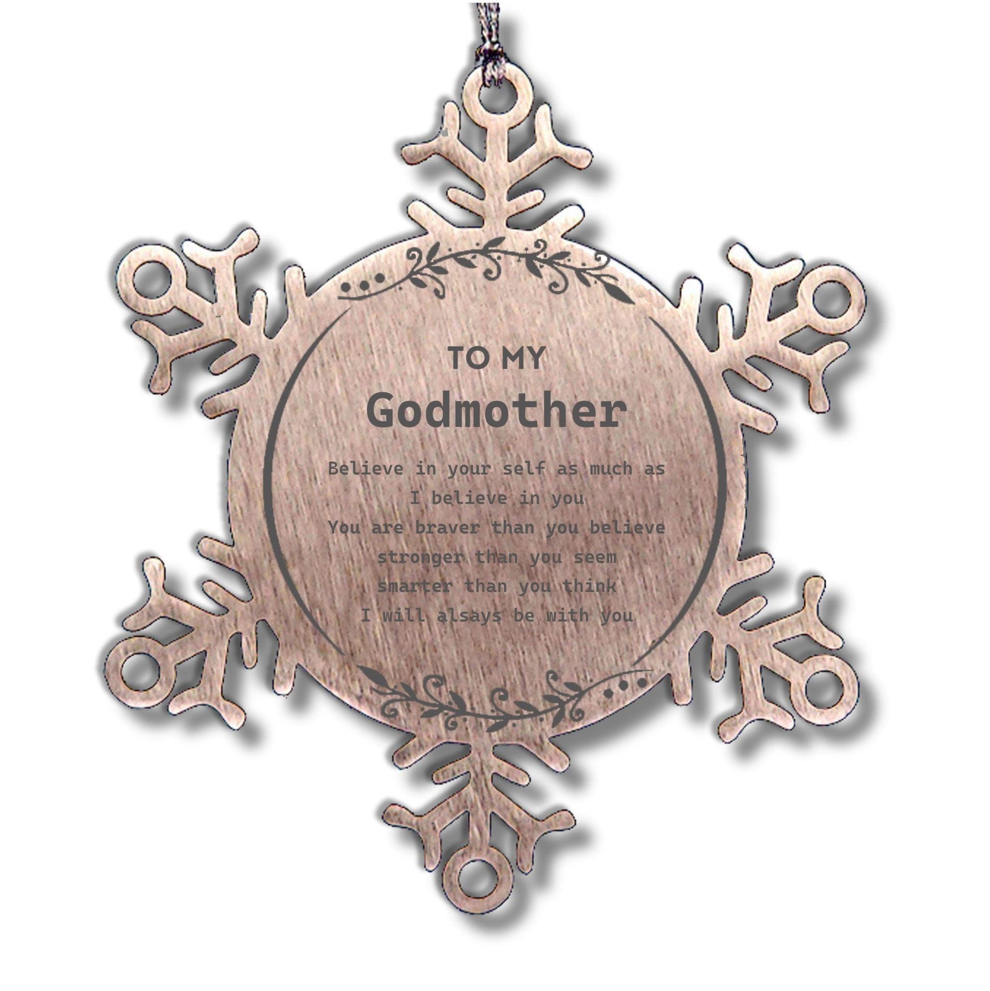 Godmother Snowflake Ornament Gifts, To My Godmother You are braver than you believe, stronger than you seem, Inspirational Gifts For Godmother Ornament, Birthday, Christmas Gifts For Godmother Men Women - Mallard Moon Gift Shop