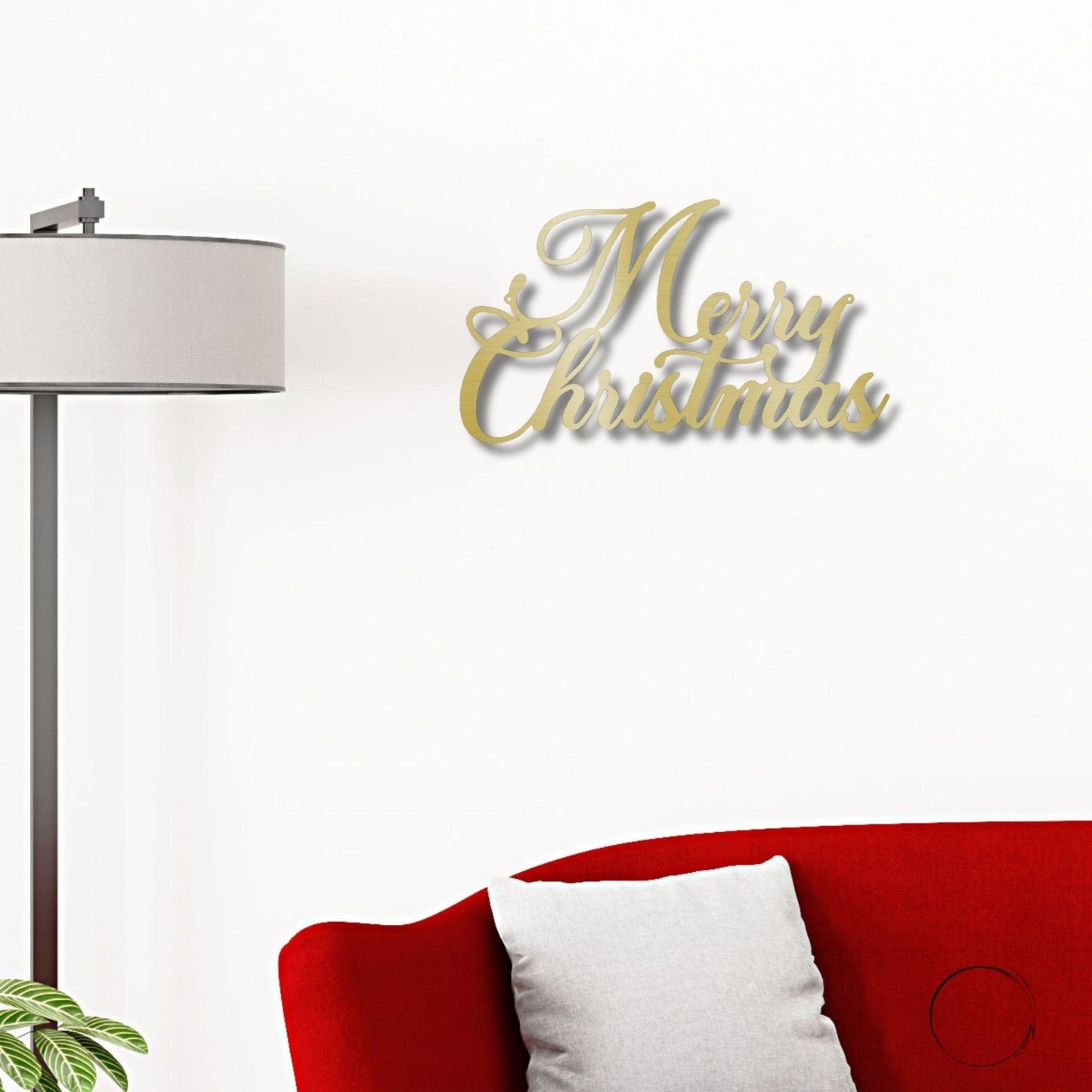 Merry Christmas Script Lettering Metal Wall Sign