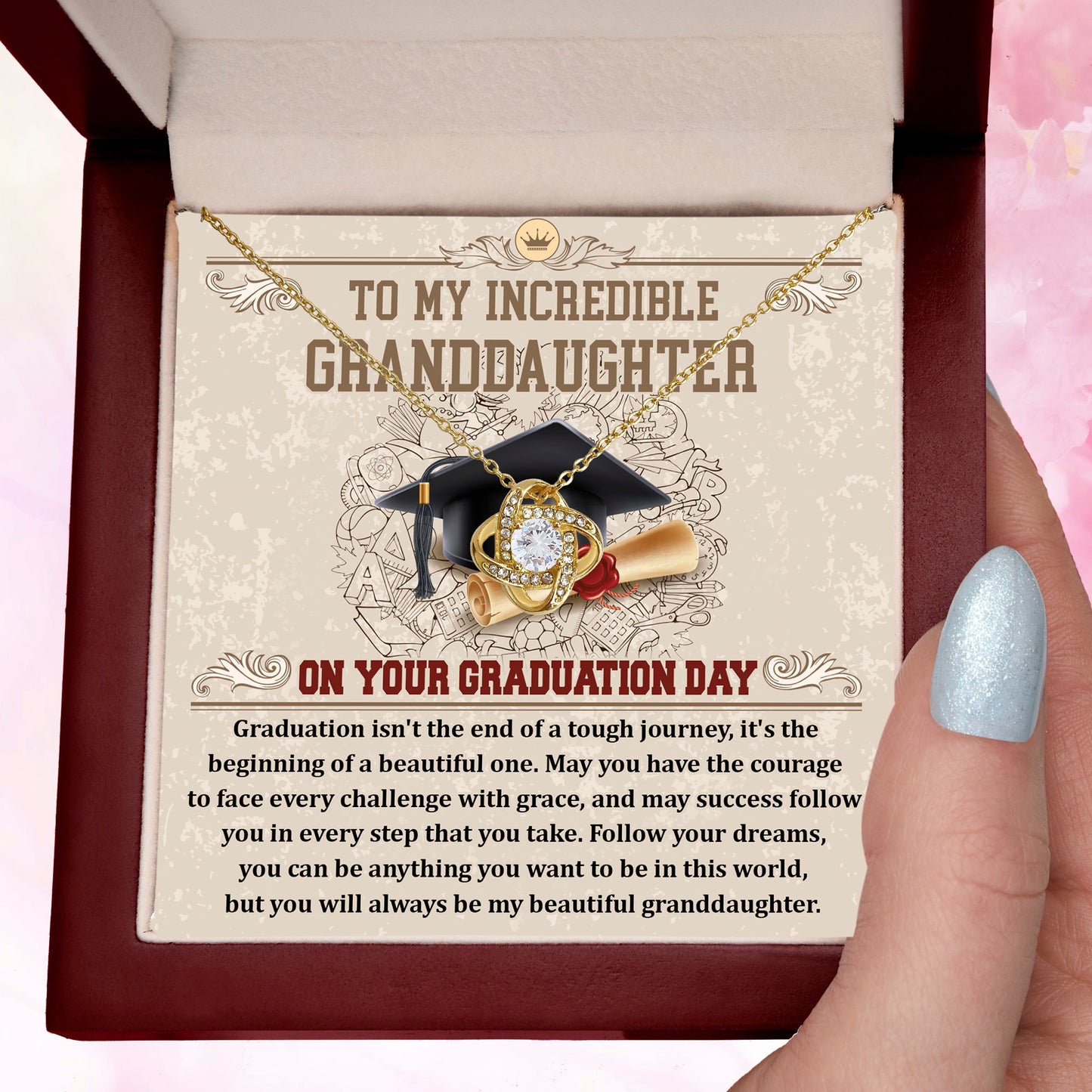 Granddaughter Your Graduation Day Love Knot Pendant Necklace