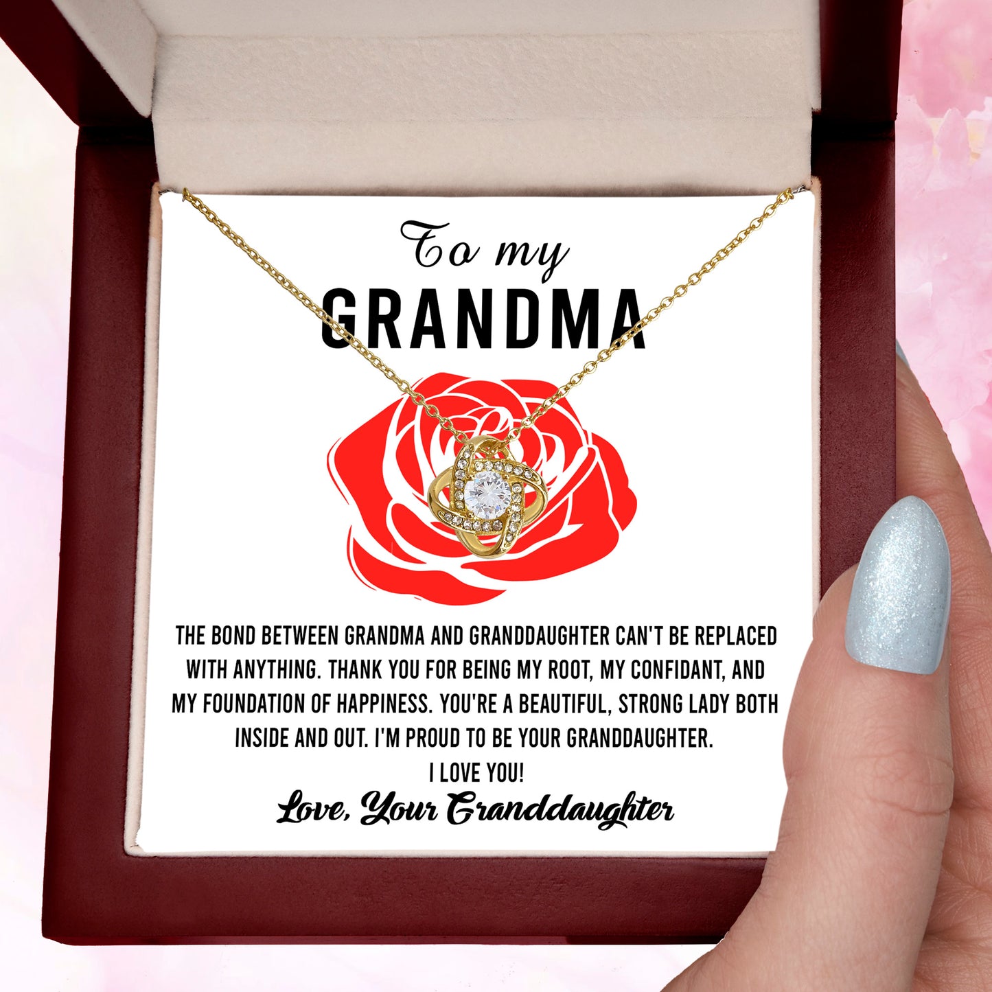 Gift For Grandma from Proud Granddaughter Love Knot Pendant Necklace