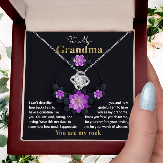 To My Grandma I am Lucky to Have You Love Knot Pendant Necklace