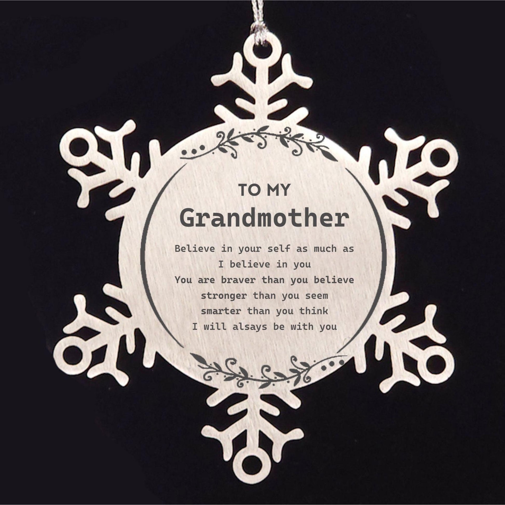 Grandmother Snowflake Ornament Gifts, To My Grandmother You are braver than you believe, stronger than you seem, Inspirational Gifts For Grandmother Ornament, Birthday, Christmas Gifts For Grandmother Men Women - Mallard Moon Gift Shop