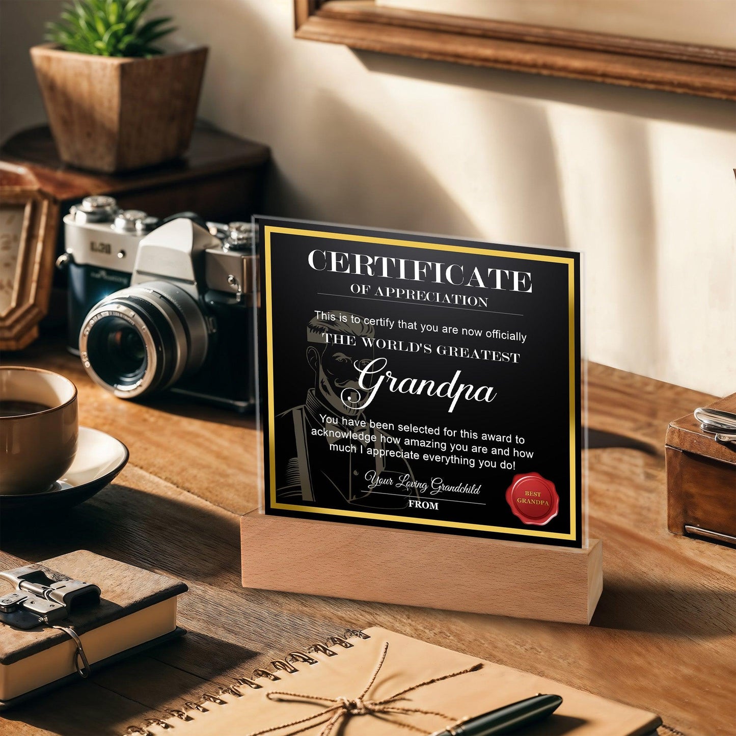 Certificate of Appreciation - The World's Greatest Grandpa Acrylic Plaque