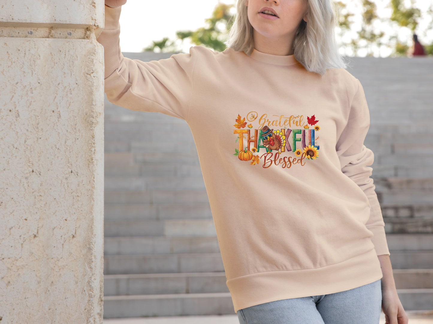 Grateful Thankful Blessed Thanksgiving Sweatshirt