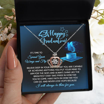 Graduation Gift Spread Your Wings and Fly Crown Pendant Necklace