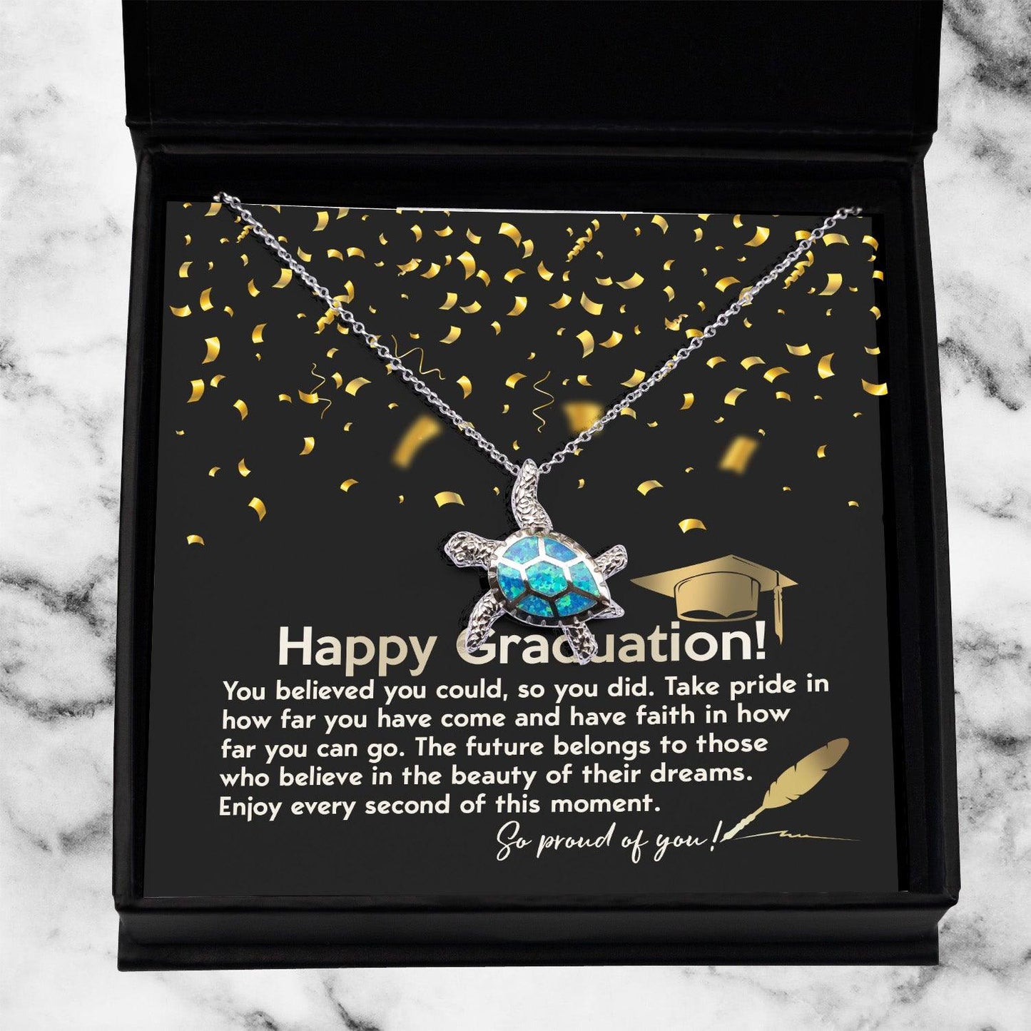 Graduation Gift For Her You Believed You Could So You Did Opal Sea Turtle Pendant Necklace