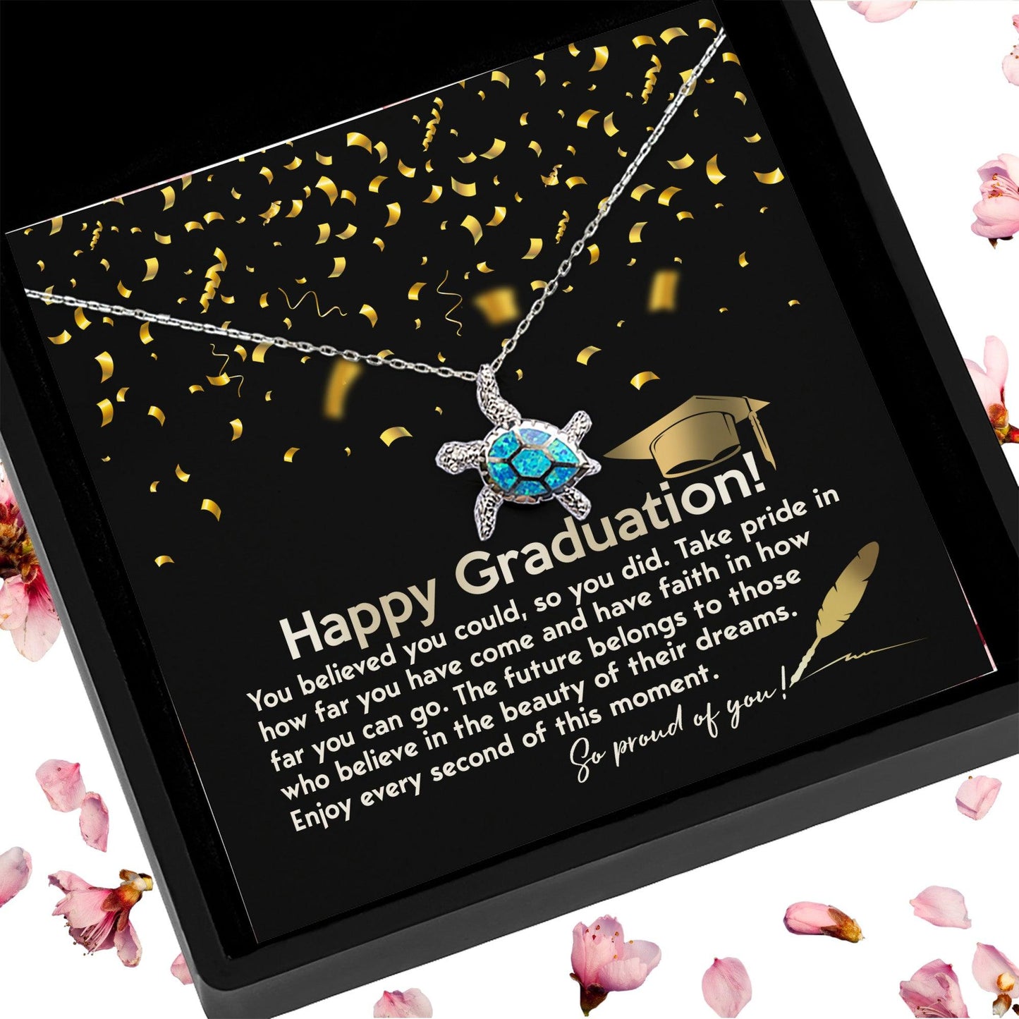 Graduation Gift For Her You Believed You Could So You Did Opal Sea Turtle Pendant Necklace