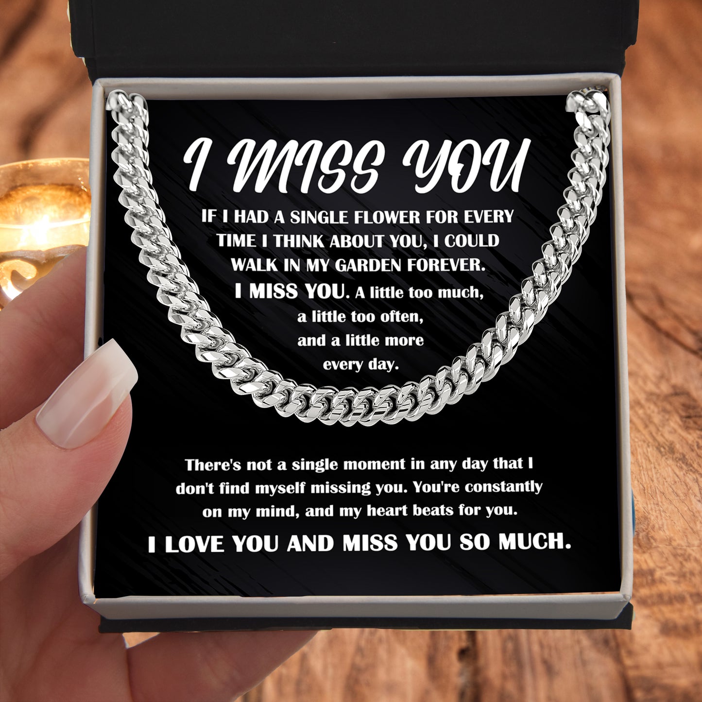 Gift for Him, I Miss You - Cuban Chain Necklace