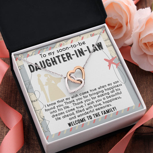 To My Soon-to-be Daughter-in-law Welcome to the Family Wedding Gift Hearts Pendant Necklace