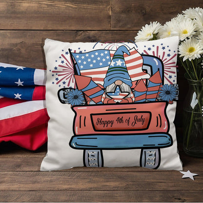 Fourth of July Gnome Parade Patriotic Indoor-Outdoor Pillow