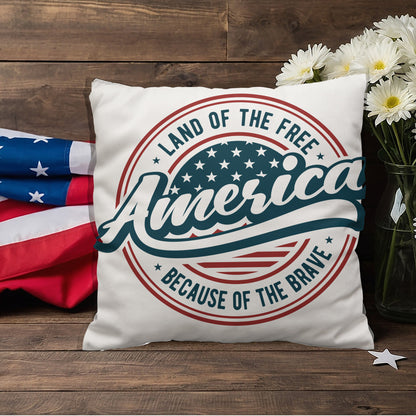 America Land of the Free Patriotic Indoor-Outdoor Pillow