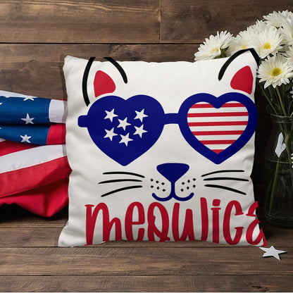 Mewoica Cat Patriotic Indoor-Outdoor Pillow