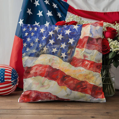 Old Glory American Flag Patriotic Indoor-Outdoor Home Decor Pillow