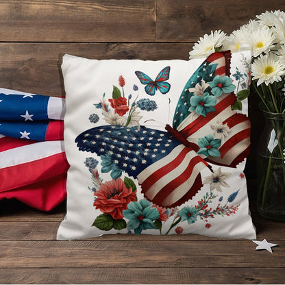 Butterfly Bouquet Patriotic Indoor-Outdoor Pillow