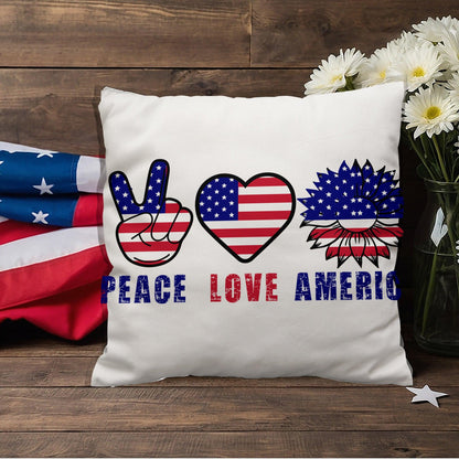 Peace Love America Patriotic Indoor-Outdoor Pillow