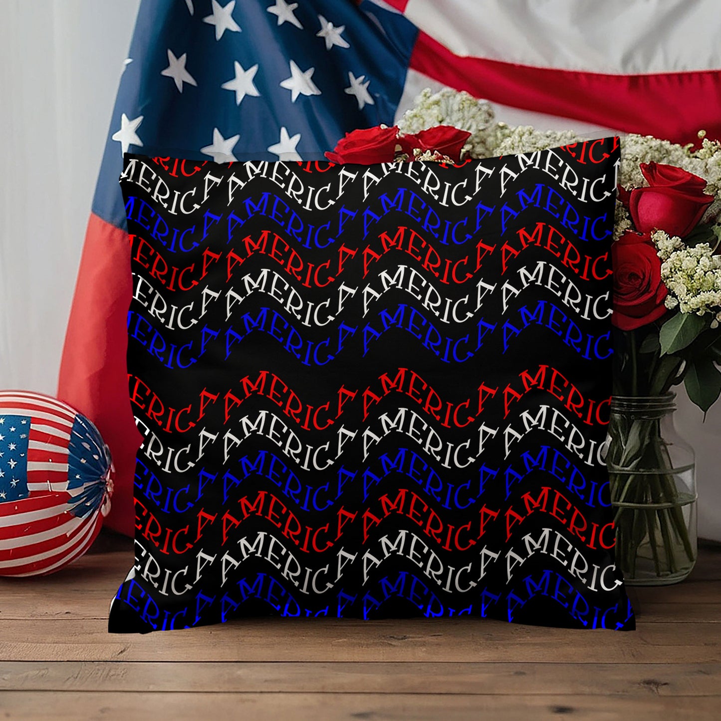 America Patriotic Home Decor Indoor-Outdoor Polyester Printed Pillow