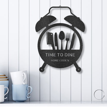Food Time Kitchen Timer Custom Name Indoor Outdoor Steel Wall Sign
