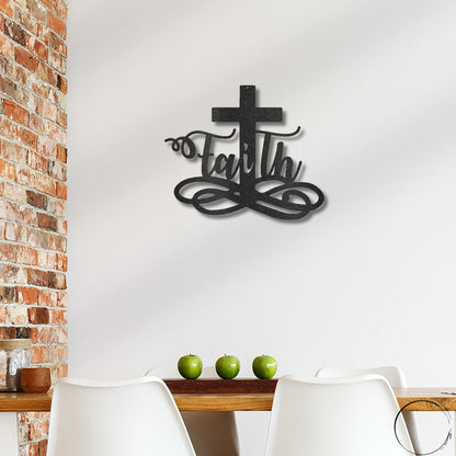 Faith Cross Metal Wall Art Spiritual Home Decor