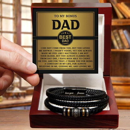 Bonus Dad Gift - Legacy of Love Men's Braided Leather Bracelet with Message Card Set