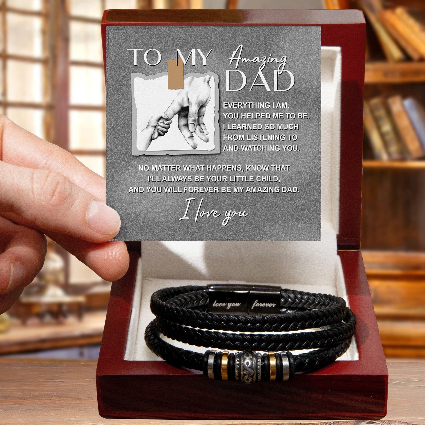 Dad Gift - I Will Always Be Your Little Child - Braided Leather Men's Bracelet