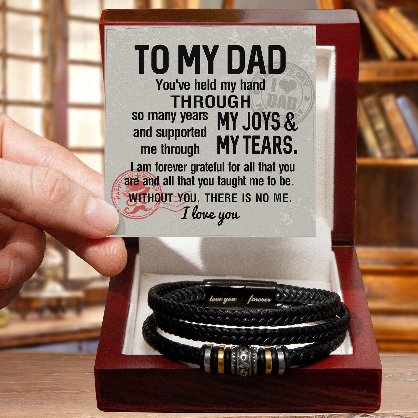 Dad Gift - You Held My Hand Through the Years - Braided Leather Men's Bracelet