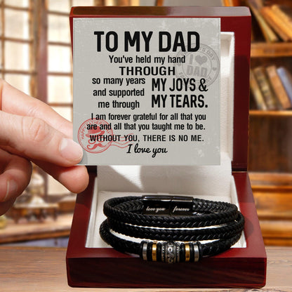 Dad Gift - You Held My Hand Through the Years - Braided Leather Men's Bracelet