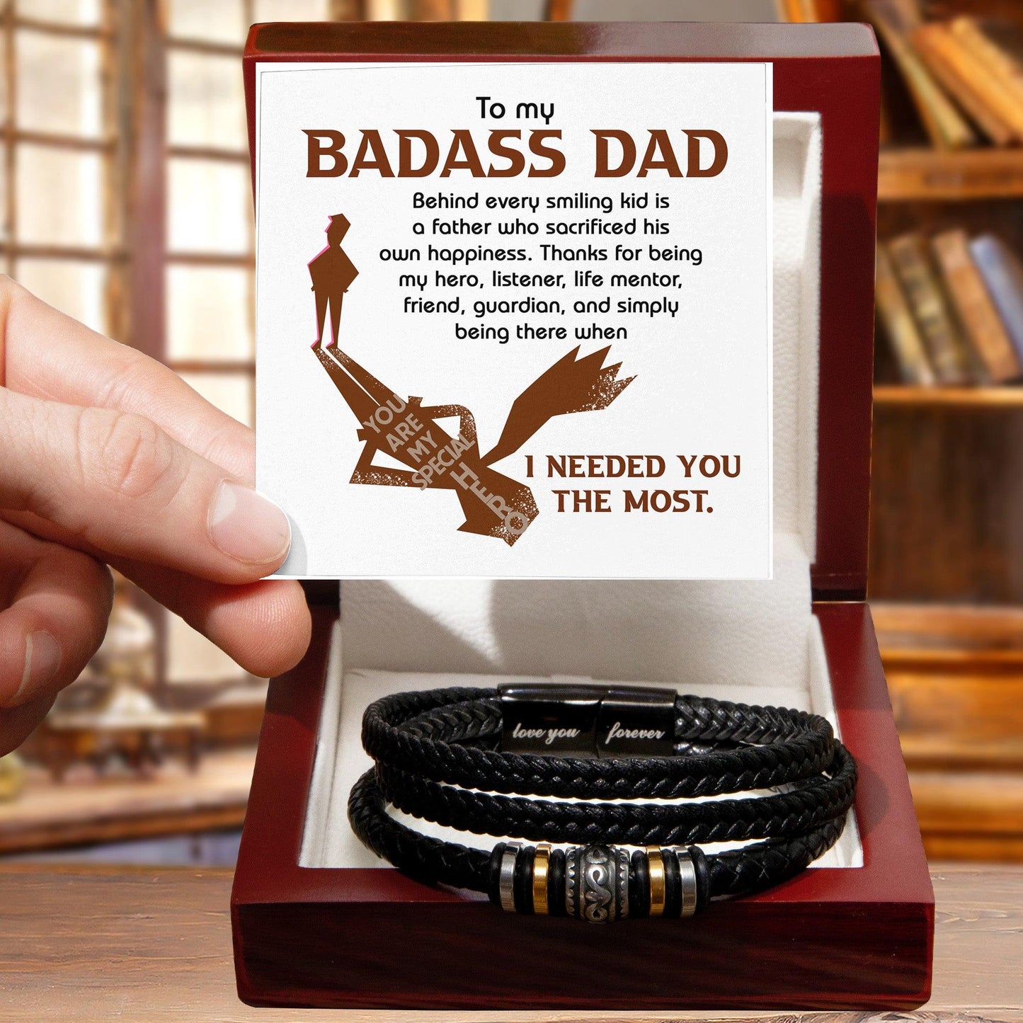 Dad Gift - To My Badass Dad - Braided Leather Men's Bracelet