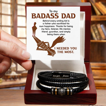 Dad Gift - To My Badass Dad - Braided Leather Men's Bracelet