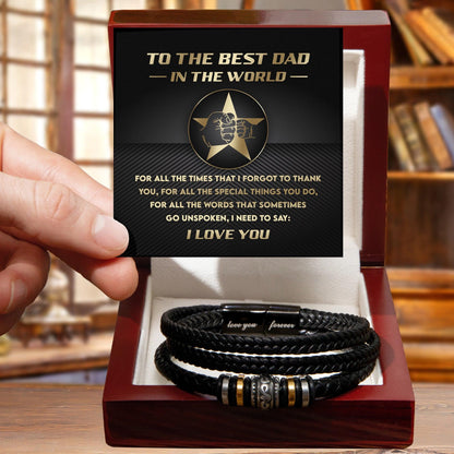 Dad Gift - I Just Need To Say Braided Leather Men's Bracelet