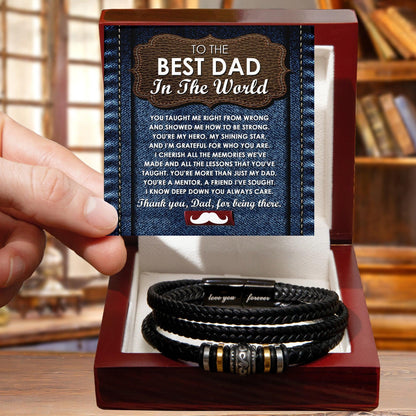 Dad Gift - You Taught Me Right from Wrong - Braided Leather Men's Bracelet