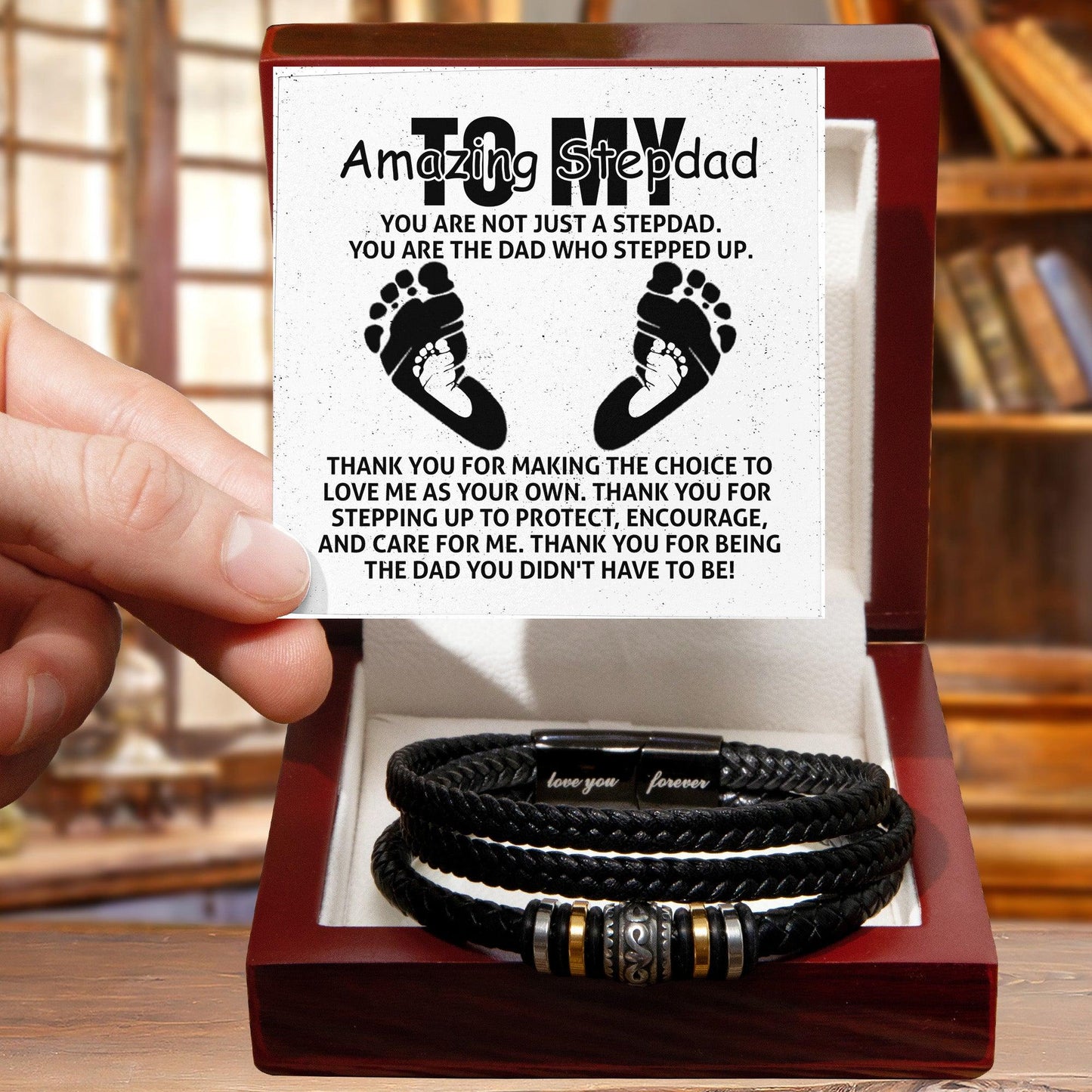 To My Amazing Stepdad You are Not Just a Stepdad, You are the Dad Who Stepped Up Men's Leather Bracelet